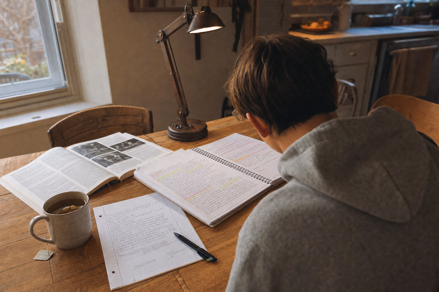 estudiante preparando un comentario de texto histórico para Selectividad