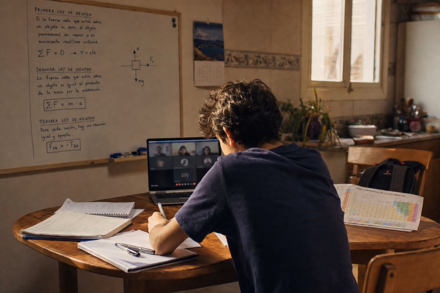 Estudiante repasando Física y Química de ESO durante el verano