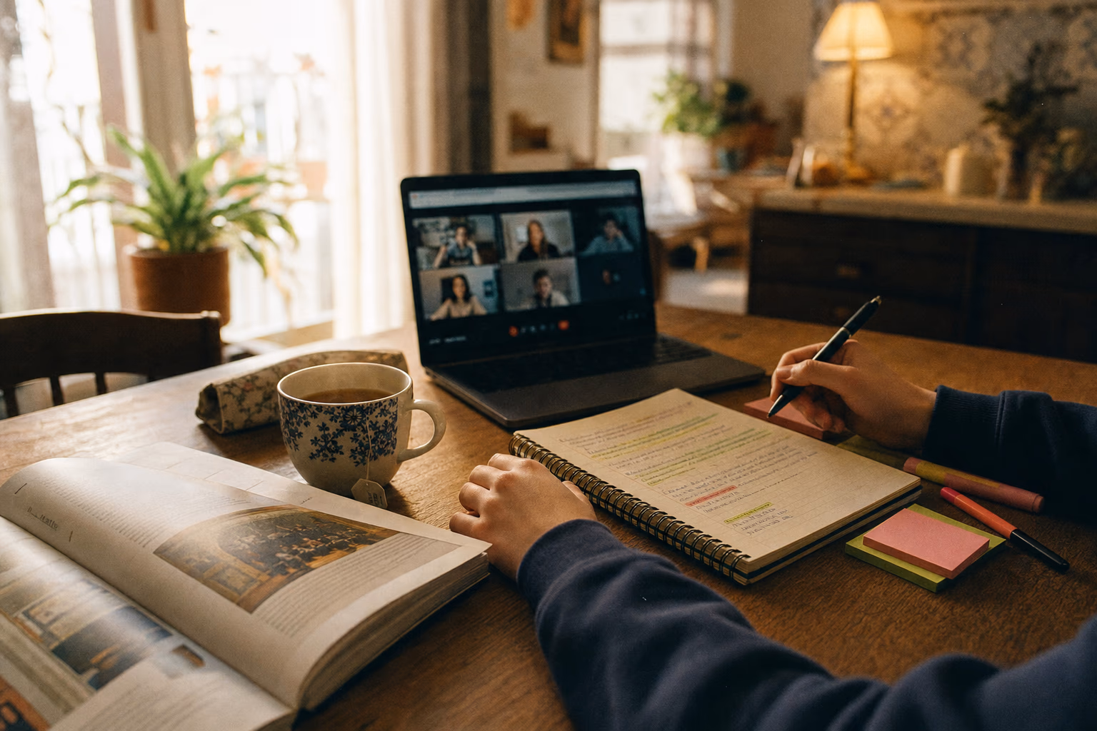 estudiante revisando clases grabadas online