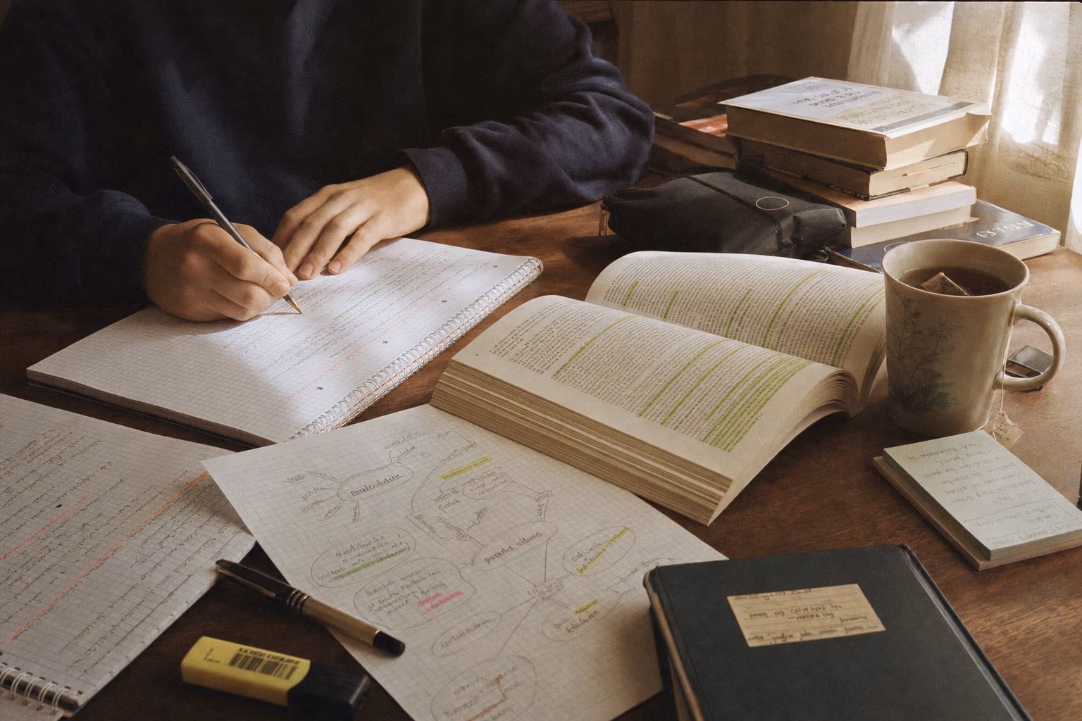 Alumno preparando un comentario filosófico en Bachillerato