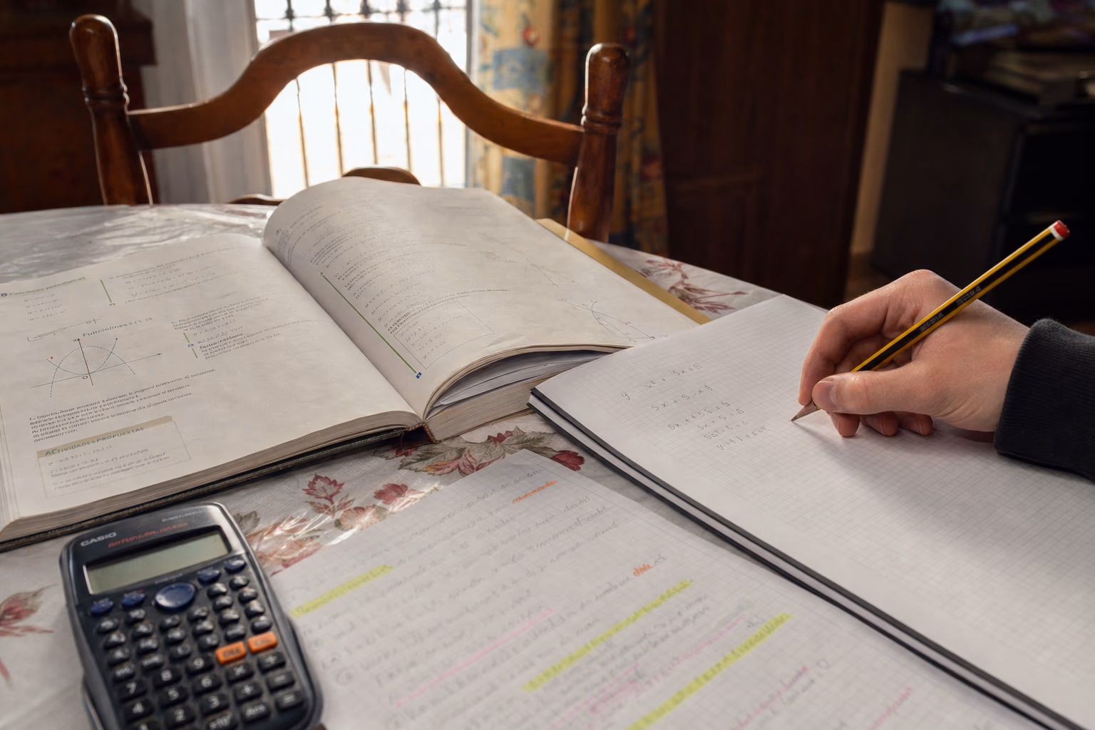 Alumno resolviendo ejercicios de matemáticas para la EVAU